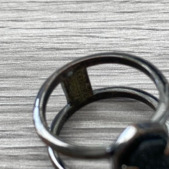 KENDRA SCOTT Elyse Gunmetal Black Drusy Ring Size 7 - Picture 5 of 7